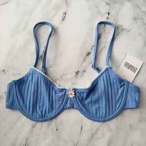 Solid & Striped Nwt Marina Blue Underwire Daphne Ribbed Swim Bikini Top
